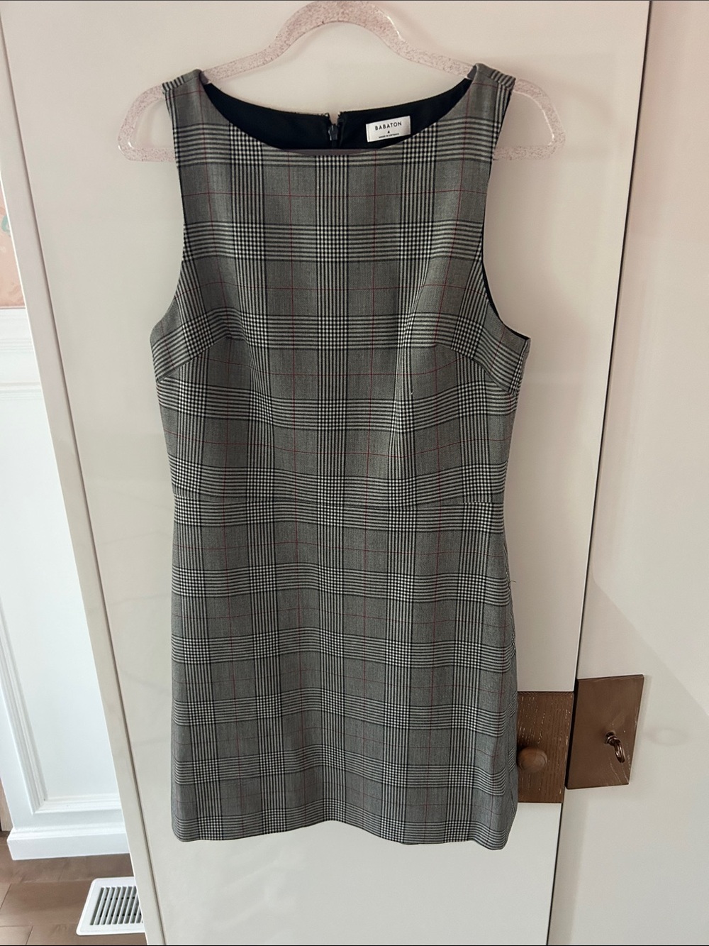 Aritzia Gray and Black Plaid Sleeveless Shift Dress